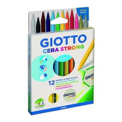 Воскові олівці Fila Giotto Cera strong 12 кольорів із чинкою та ластиком (281800)
