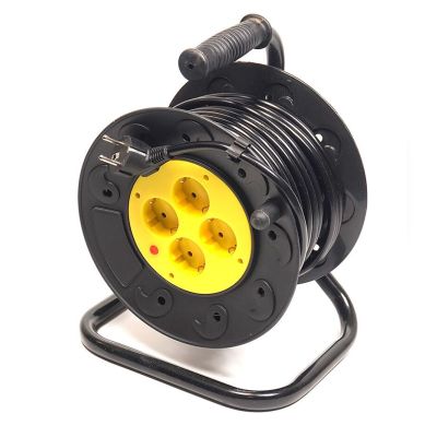 Подовжувач на котушці PowerPlant 20 м, 3x1.5мм2, 10А, 4 розетки (JY-2002/20) (PPRA10M200S4)