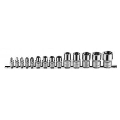 Набір головок Force 1/4", 3/8", 1/2" Е-профіль Torx E4-E24 (4158) 14 шт