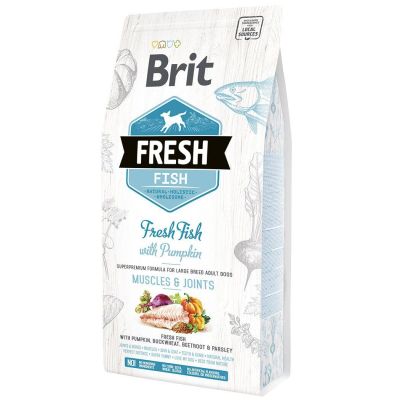Сухий корм для дорослих собак великих порід Brit Fresh Fish with Pumpkin Adult Muscles & Joints 2,5 кг (риба)