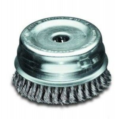 Щетка Lessmann чашечная со стопорным кольцом 100хМ14х2.0 26Z скрученная жгутами стальная проволока 0.8мм 9000 об/хв (486317)