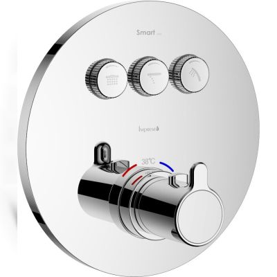 Термостат для ванни Imprese Smart Click ZMK101901233, прихований монтаж, 3 режими, кругла накладка, хром