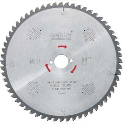 Пильний диск Metabo 254x30, HW/CT 60 WZ5 ° (628222000)