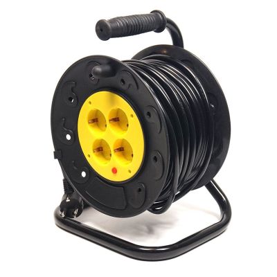 Подовжувач на котушці PowerPlant 25 м, 3x1.5мм2, 10А, 4 розетки (JY-2002/25) (PPRA10M250S4)
