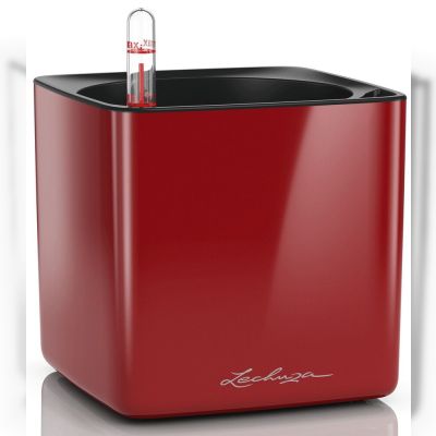 Вазон Lechuza Cube Glossy 14 (червоний) (13512)