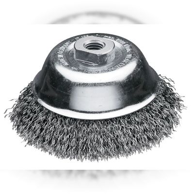 Щетка Lessmann чашечная 125хМ14х2.0 гофрированная стальная проволока 0.35мм 6500 об/хв (427177)