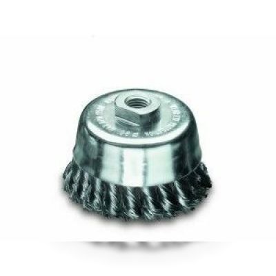 Щетка Lessmann чашечная 80хМ14х2.0 скрученная жгутами стальная проволока 0.5мм Z20 жгутов со стопорным кольцом 9000 об/хв (484217)