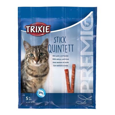Ласощі для котів Trixie PREMIO Quadro-Sticks 5 шт. (лосось та форель)