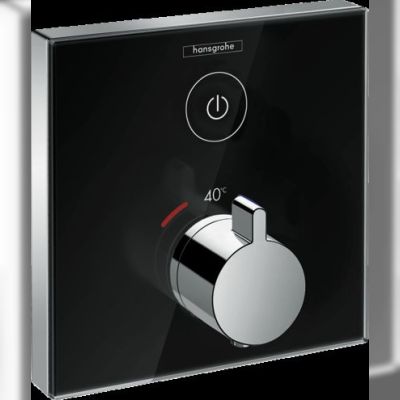 Термостат Hansgrohe ShowerSelect Glass 15737600 для одного споживача, чорний