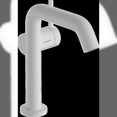 Змішувач для умивальника Hansgrohe Tecturis S 150 CoolStart EcoSmart+ одноважільний, push-open, білий матовий (73340700)