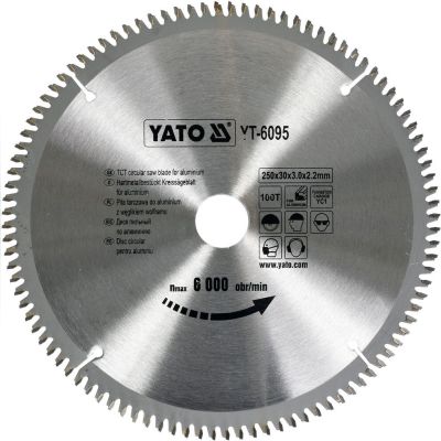 Диск пиляльний YATO по алюмінію 250х30х3.0x2.2 мм, 100 зубців (YT-6095)