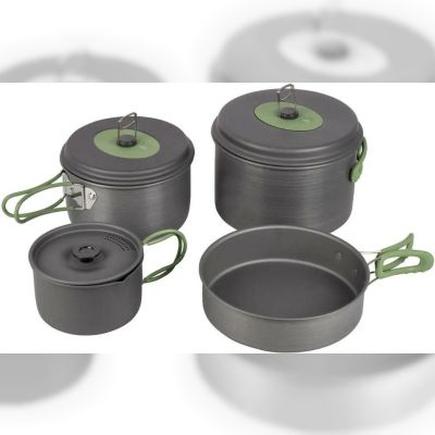 Набір посуду Bo-Camp Explorer 4 Pieces Hard Anodized Grey/Green (2200244)