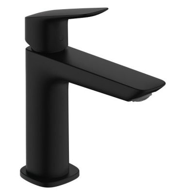 Змішувач для умивальника Hansgrohe Logis 110 одноважільний, зі зливним набором push-up, чорний матовий (71252670)