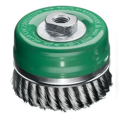 Щетка Lessmann чашечная 125хМ14х2.0 скрученная жгутами нержавеющая проволока 0.5мм Z32 жгута 9000 об/хв (487817)