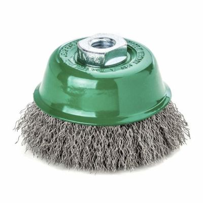 Щетка Lessmann чашечная 100хМ14х2.0 гофрированная нержавеющая проволока 0.3мм 9000 об/хв (426367)
