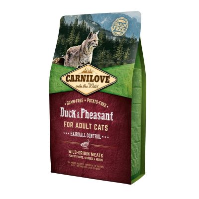 Сухий корм для виведення шерсті у котів Carnilove Cat Duck & Pheasant - Hairball Controll 2 кг (качка та фазан)