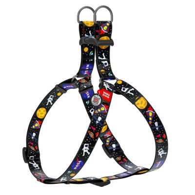 Шлея WAUDOG Nylon c QR паспортом і малюнком «NASA» 50-80 см / 20 мм (чорна)