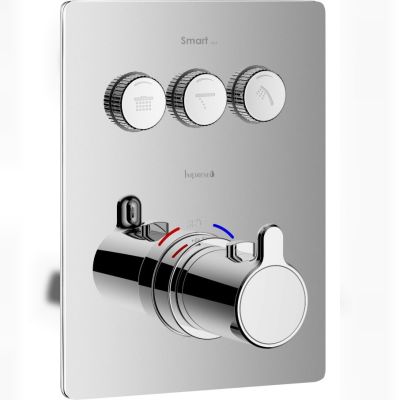 Термостат для ванни Imprese Smart Click ZMK101901235, прихований монтаж, 3 режими, прямокутна накладка, хром