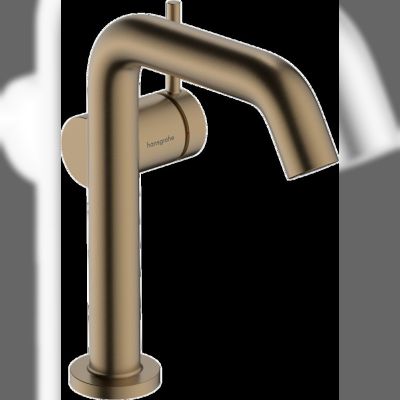 Змішувач для умивальника Hansgrohe Tecturis S 150 CoolStart EcoSmart+ одноважільний, push-open, шліфована бронза (73340140)
