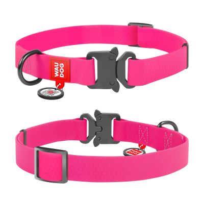 Нашийник WAUDOG Waterproof з QR-паспортом 31-49 см / 25 мм (рожевий)