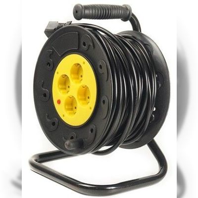 Подовжувач на котушці PowerPlant 30 м, 3x1.5мм2, 10А, 4 розетки (JY-2002/30) (PPRA10M300S4)