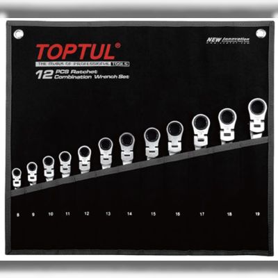 Набір ключів комбінованих з тріскачкою і шарніром TOPTUL GPAQ1204