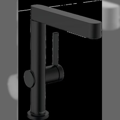Змішувач для раковини Hansgrohe Finoris 230 з висувним виливом (2 струмені), чорний матовий (76063670)