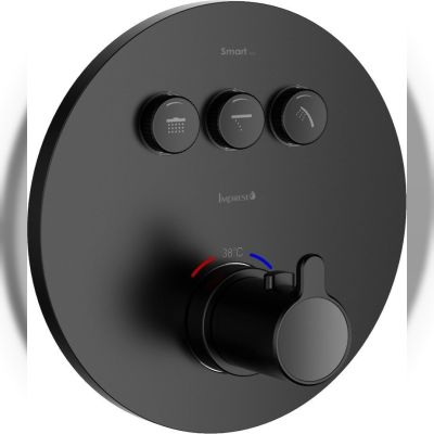 Термостат для ванни Imprese Smart Click ZMK101901234, прихований монтаж, 3 режими, кругла накладка, чорний
