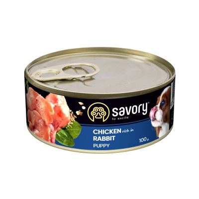 Вологий корм для цуценят Savory 100 г (кролик і курка)