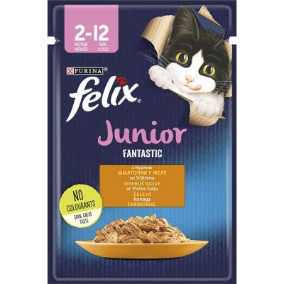 Вологий корм для кошенят Felix Fantastic 85 г - курка
