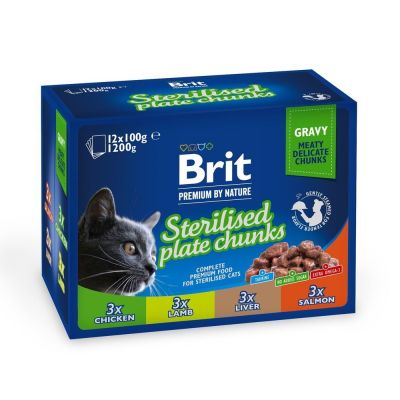 Набір вологого корму для котів Brit Premium Sterilised pouch 12 шт / 100 г - асорті