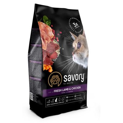 Сухий корм для котів Savory Adult Cat Steril Fresh 400 г - ягня та курка
