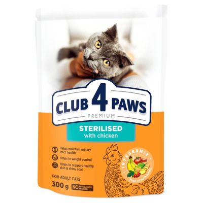 Сухий корм для стерилізованих котів Club 4 Paws Premium 300 г (курка)