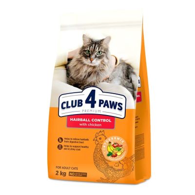 Сухий корм для котів з ефектом виведення шерсті Club 4 Paws Premium 2 кг (курка)