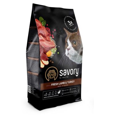 Сухий корм для котів Savory Adult Cat Sensitive Digestion Fresh 400 г - ягня та індичка