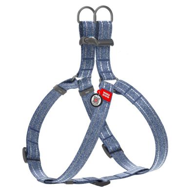 Шлея-петля світловідбивна Collar WAUDOG Re-cotton з QR-паспортом M, 50-80 см / 20 мм (синя)