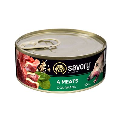 Вологий корм для дорослих собак Savory 100 г ( 4 м'яса)