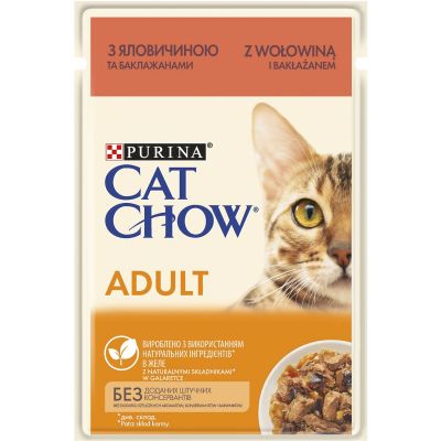 Вологий корм для котів Cat Chow Adult 85 г (яловичина та баклажани)