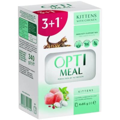 Набір 3+1 вологий корм для кошенят Optimeal, 340 г (курка)