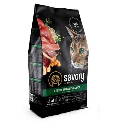 Сухий корм для дорослих вибагливих котів Savory 400 г (індичка та качка)