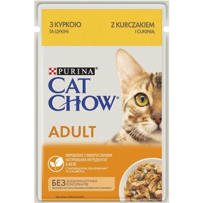 Вологий корм для котів Cat Chow Adult 85 г (курка та цукіні)