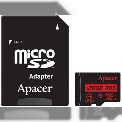 Карта памяти Apacer microSDXC 128GB UHS-I U1 R85MB/s + SD-адаптер (AP128GMCSX10U5-R)