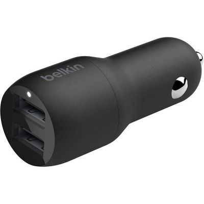 Автомобильное зарядное устройство Belkin Car Charger 24W Dual 2*USB-A + cable USB-C 1m, black (CCE001BT1MBK)