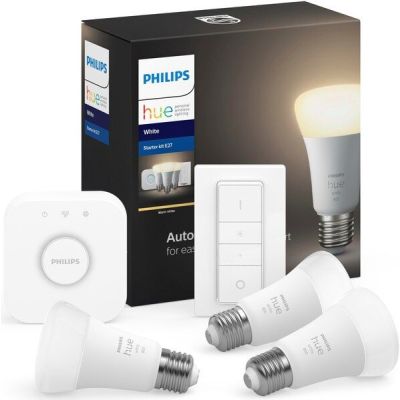 Стартовый комплект Philips Hue White (Bridge, Dimmer, лампа E27 3шт)