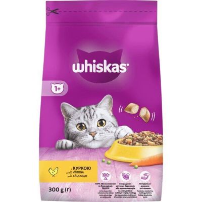 Корм сухой для взрослых котов с курицей Whiskas 300г