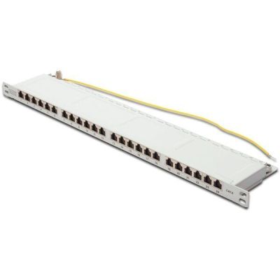 Патч-панель DIGITUS 19" 0.5U, 24 порта, Cat.6 STP в сборе, RAL 7035 (DN-91624S-SL-SH-G)