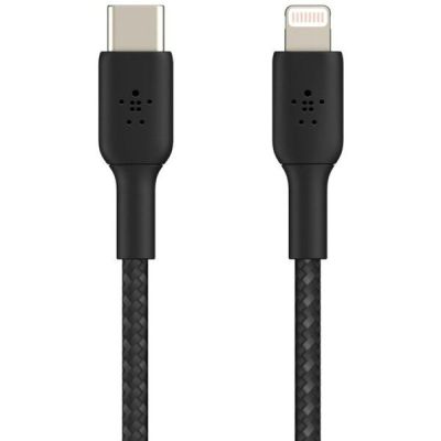 Кабель Belkin Type-C - Lightning 2м плетеный Black (CAA004BT2MBK)