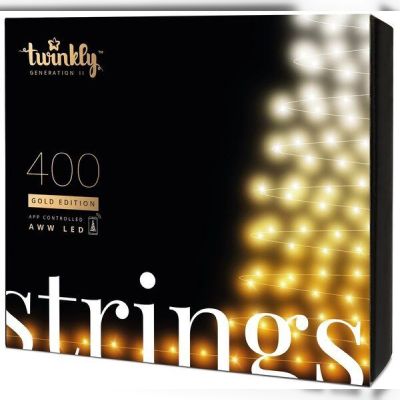 Smart LED Гирлянда Twinkly Strings AWW 400, BT+WiFi, Gen II, IP44, кабель черный (TWS400GOP-BEU)