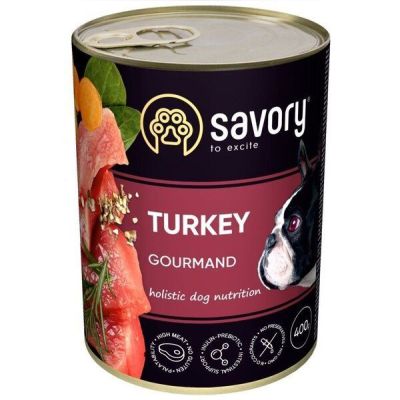 Влажный корм для взрослых собак Savory с индейкой 400г