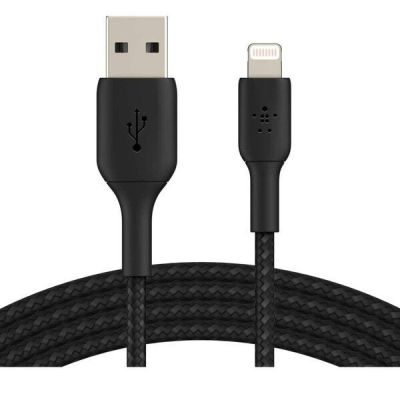 Кабель Belkin USB-A - Lightning 1м плетеный Black (CAA002BT1MBK)